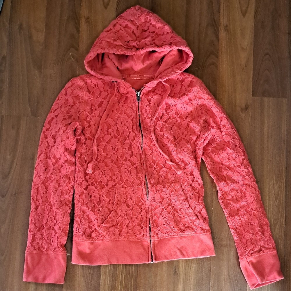 Aeropostale Women's Coral Lace Hoodie